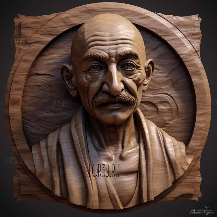 Gandhi Bust 4 stl model for CNC